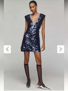 Anthropologie Sleeveless V-Neck Sequin Mini Dress NWT